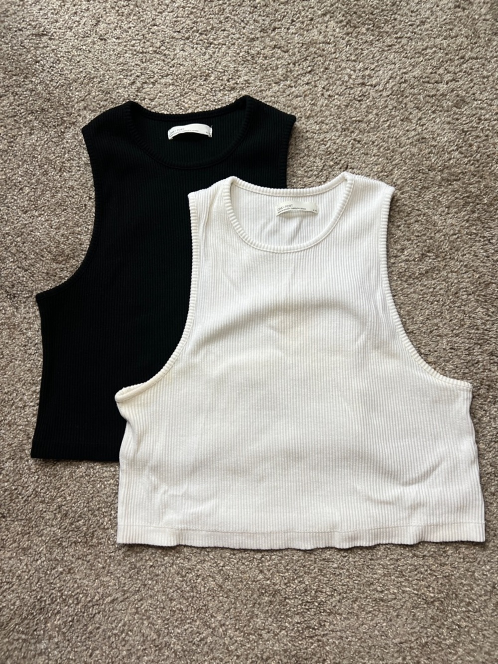 OAK + FORT Ribbed Tank Duo — Black & White